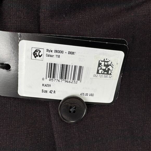 Armani Exchange Mens Slim Fit Wool Windowpane Suit Jacket Brown Black 42R - Picture 3 of 6